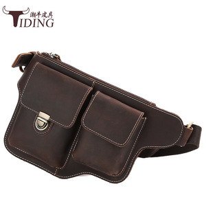 Bolso de cintura de cuero genuino para hombre Tiding, color marrón oscuro, capa superior de piel de vaca, bolso de pecho duradero para uso diario - Product Image 2