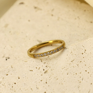 Minimalist Diamond Encrusted <b>Titanium</b> Steel <b>Ring</b> 316 Stainless Steel Index Finger <b>Ring</b> Unisex Everyday Wear - Product Image 2