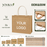 Sac fourre-tout en jute écologique durable avec bandoulière et poignée en corde, étiquette d'entretien pour emballage de cadeaux de mariage