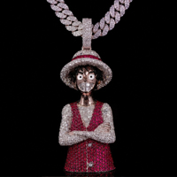 Colgante de Personaje de Dibujos Animados de Lujo Personalizado en Plata de Ley 925 con Moissanita, Estilo Iced Out, para Hombre, Joyería Hip Hop Streetwear