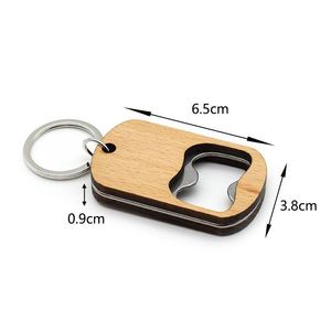 Promotion Wood Beer Bottle Keychain Blanks Wedding <b>Gift</b> Opener With Custom Logo - Product Image 2