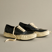 Chaussures de skate décontractées en cuir de cheval vieilli avec logo personnalisé, style rétro, semelle épaisse légère et effet vieilli pour hommes