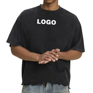 Camiseta Cuadrada Desgastada de 240 g/m², 100 % Algodón, Lavada al Ácido, Estilo Vintage, Hombros Caídos, Ropa Urbana, Camiseta Cuadrada Corta - Product Image 3