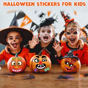 Pegatinas de Vinilo de Calabaza de Halloween en Oferta para Niños, Diseño de Cara Adorable, Resistentes al Agua y al Aceite, Estilo Retro, Decoración para Fiestas - Product Image 4