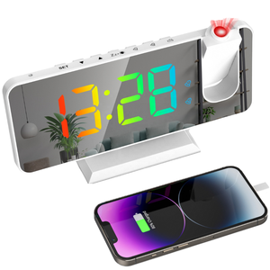 2021 nouvelle LED Smart électronique bureau Table bureau LED <span class=keywords><strong>Laser</strong></span> plafond Projection numérique réveil <span class=keywords><strong>Radio</strong></span> Station météo en plastique - Product Image 4