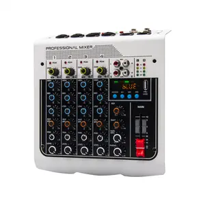 MIX400 6 Channel Mini Audio Mixer USB Recording Computer 48V Phantom Power Delay Repaeat Effect Audio Sound Card & Mixer