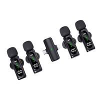 Nouveau microphone cravate sans fil T90 2-en-1 portable 2.4G léger omnidirectionnel de haute qualité avec réduction de bruit en plastique