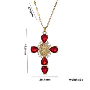 Vòng cổ nữ thời trang, đơn giản và cổ điển, mặt dây chuyền hình chữ thập đính zircon nhẹ nhàng, dây chuyền xương quai xanh bằng thép không gỉ - Product Image 5