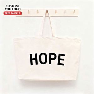 Bolsa de Playa de Lona Reciclable con Logotipo Personalizado, Bolsa de Compras Extra Grande con Cierre de Cremallera, Capacidad de 10-15 kg - Product Image 1