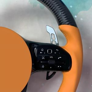 Volante in Fibra di Carbonio e Pelle Arancione Personalizzato per <span class=keywords><strong>Mercedes</strong></span> A <span class=keywords><strong>B</strong></span> C E G GLA GLC 808 809, Alta Qualità, Disponibile in Stock, Scontato - Product Image 4