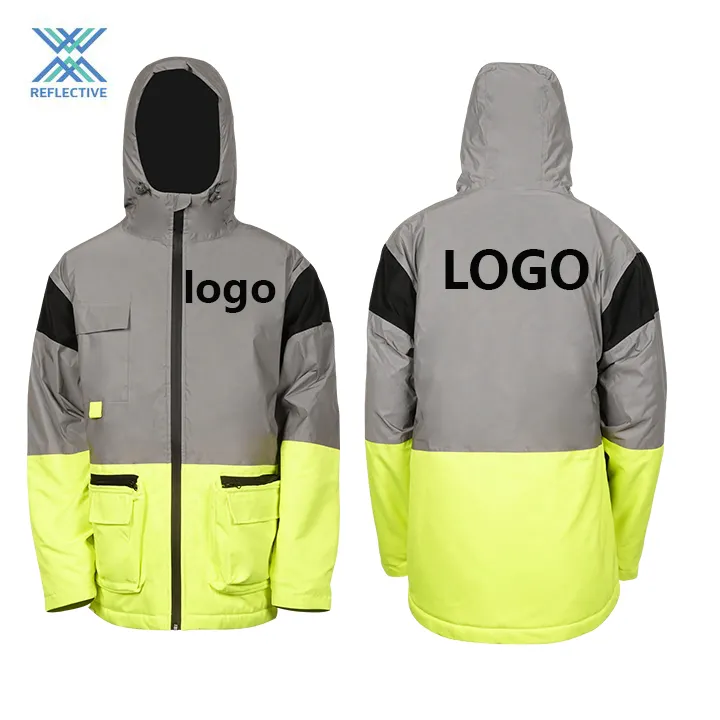 LX เสื้อแจ็คเก็ตนิรภัยแบบนิ่มสะท้อนแสง Hi-Vis มีกระเป๋า