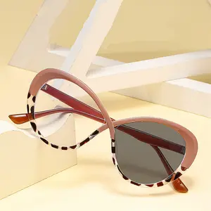 2023 Fashion Vintage Brown Silver Gradient Sun Glasses Alloy Rimless One Piece Square Y2k Sunglasses For Women
