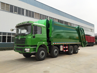 Camion à ordures compacteur diesel Shacman F3000 8x4, 270 CV, transmission manuelle, norme d'émission Euro 3, chargement arrière, moteur 8L