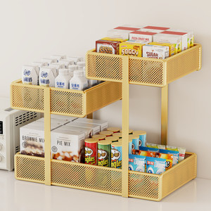Multi Tier Desktop Storage Rack 3 Tier Rectangle Organizer For Food And Sundries Standing Type Office <b>Kitchen</b> Countertop - Product Image 1