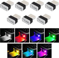 Lampe d'ambiance intérieure de voiture Moka USB LED 5V DC Plug-and-Play, lumière de nuit décorative, kit d'éclairage automobile portable, universel pour véhicule