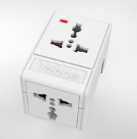 Adaptateur de prise universel 3 broches UK 10A 250V avec 3 prises AC, fusible, lumière LED, blanc/noir, garantie 1 an, adaptateur de voyage