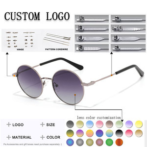 Unisex <b>Round</b> Metal <b>Frame</b> <b>Sunglasses</b> Brown Lenses UV400 Protection Retro Style Casual Wear for Adults - Product Image 2