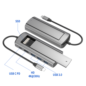 TUTI konverter USB C HUB <span class=keywords><strong>M</strong></span>.2 NVME <span class=keywords><strong>M</strong></span>.2, stasiun Dok pembaca kartu SD eksternal, konverter SSD SATA - Product Image 6