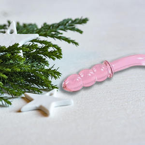 タンポポ工場卸売手作りカスタムマスターベーターマッサージャーバットGスポットクリタル膣ロングピンクガラスアナルプラグセックスおもちゃ - Product Image 4