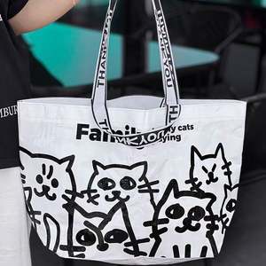 Large Washable <b>Foldable</b> <b>Shopping</b> <b>Bags</b> Recyclable Laminated PP Woven Tote <b>Bag</b> with Reinforced Handles - Product Image 1