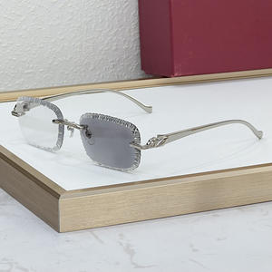 Lunettes de soleil de marque classiques de haute qualité, avec logo personnalisé, verres découpés, légères, rectangulaires, en PC, sans monture, UV400 - Product Image 4