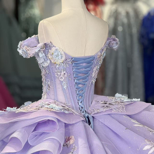 Dy6931 Light Purple Sequined Beading Quinceanera Ball Gown Birthday Girls Party <b>Dress</b> Shoulder Lace <b>Princess</b> <b>Adult</b> Ceremony - Product Image 2