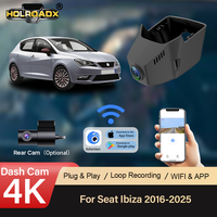 Caméra embarquée HOLROADX 4K UHD avant et arrière pour Seat Ibiza 2016-2025, Plug & Play, vision nocturne, contrôle via application Wi-Fi, enregistrement en boucle, mode stationnement