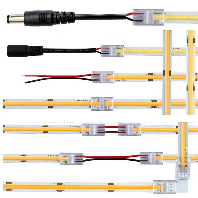 COB LED 스트립 커넥터 12V 24V Ra90 레드 그린 블루 RGB RGBW 시원한 따뜻한 흰색 2200K 3000K 4000K 6000K FOB COB LED 스트립