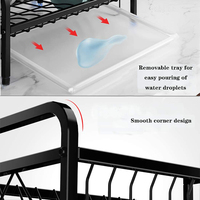Égouttoir à vaisselle en acier inoxydable, 2 niveaux, avec porte-ustensiles, support de planche à découper et égouttoir à vaisselle, pour comptoir de cuisine
