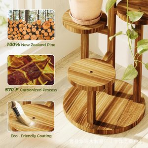 Solid Wood Multi Tier Flower <b>Stand</b> Natural Color Floor Standing For Indoor Plants Living Room Decor - Product Image 4