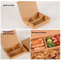 Contenedor de Alimentos Desechable Ecológico de Alta Gama con Compartimento a Prueba de Fugas, Tapa de Papel Kraft Personalizada con Logotipo para Comida para Llevar de Restaurantes
