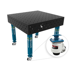 SteelPlus GPPH 1x0.6m wheeled <b>welding</b> <b>bench</b>, 12mm thick, 16mm holes, 100x100mm grid - Product Image 1