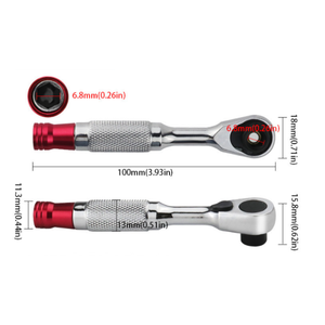Llave de trinquete reversible 2 en 1 de 72 dientes y 1/4 de pulgada con mango de destornillador de liberación rápida para espacios reducidos - Product Image 4