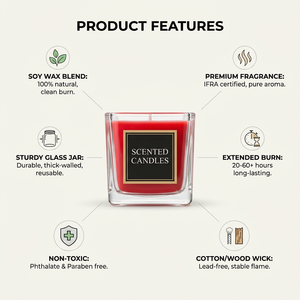 Bougie parfumée de luxe 100% artisanale en cire de soja dans un bocal en verre ambré, huile essentielle parfumée, pour la Saint-<span class=keywords><strong>Valentin</strong></span>, Thanksgiving, Pâques - Product Image 3