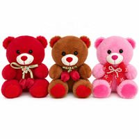 Ours en peluche personnalisé rouge brun rose avec nœud en ruban et pendentif LOVE, jouet en peluche câlin pour cadeau romantique