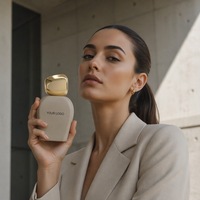 Parfum en marque blanche pour femme 100ml, flacon en verre mat beige de luxe, EDP longue tenue, senteur florale, logo personnalisé, vente en gros usine