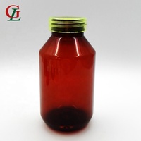 Offre Spéciale bouteille de pilules en plastique PET 300CC, fournisseurs de bouteille de capsule ambre avec bouchon à vis en plastique mental et doublure disponibles