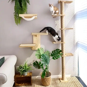 5-Tier gatto albero di legno Sisal soffitto del pavimento del gatto torre a parete gatto graffiante Post selvaggio simulazione mensole a muro - Product Image 5