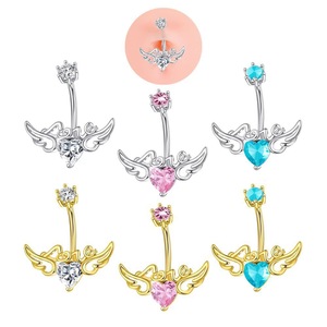 Freya Fashion Bijoux de <span class=keywords><strong>piercing</strong></span> corporel en acier inoxydable 316L avec zircon, motif aile d'<span class=keywords><strong>ange</strong></span>, pour <span class=keywords><strong>nombril</strong></span> - Product Image 4