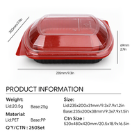 Boîte de préparation de repas à 1 compartiment en PP avec couvercle en PET sans BPA, compatible micro-ondes, pour emporter