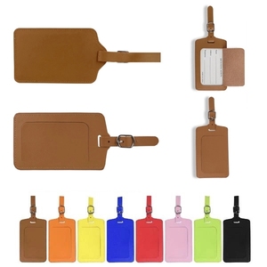 Custom PU Leather Luggage Tag Travel ID <b>Labels</b> Suitcase Name Tags Luggage Tags with Logo - Product Image 1