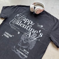 T-shirt Homme Nouveau Modèle 260g Coton Lourd Grande Taille Hip-hop Lavé Vintage Imprimé Lettres Manches Courtes Vente en Gros