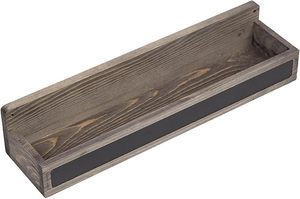 Ensemble de 3 boîtes de rangement murales flottantes de style rétro simple, gris pierre, avec support pour pots à épices en bois et tableau noir pour étiquettes - Product Image 3