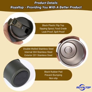 <span class=keywords><strong>Mug</strong></span> thermique en acier inoxydable 304 de haute qualité 500 ml/18 oz Tasse à café de voyage isolée avec manchon en silicone et couvercle avec bec verseur - Product Image 5