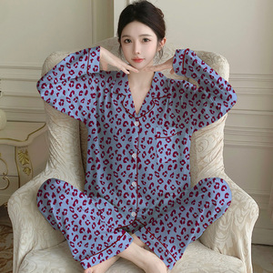 Pijamas de Satén de Lujo para Mujer, Ropa de Dormir con Estampado de Puntos, Ropa de Casa de Satén, Ropa de Dormir con Estampado de Leopardo, Pijama de 2 Piezas para Mujer, Ropa de Casa Suave - Product Image 6