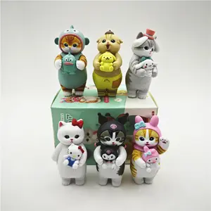 Komik Senrio PVC Set rakamlar popüler Anime karton Hallokitty kör kutu seti köpekbalığı kedi sürpriz kutusu çocuklar hediye araba masası odası dekor