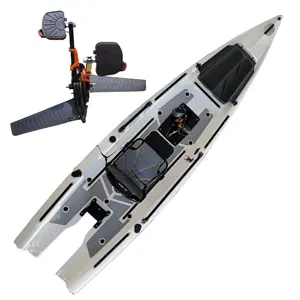 13ft duy nhất tốc độ nhanh 6HP động cơ động cơ Solo skiff thuyền câu cá Kayak với nhôm ghế đạp cánh quạt