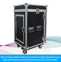 Estuche de Rack para Altavoces de Audio de 16 Espacios con Parte Superior Inclinada para Mezclador de 10 Espacios y Mesa de Trabajo para DJ, Estuche de Transporte Profesional para Audio PA/DJ