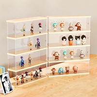 Grande vitrine d'exposition en acrylique moderne, portable, anti-poussière, étanche, multi-couches, pour figurines de collection, avec couvercle transparent