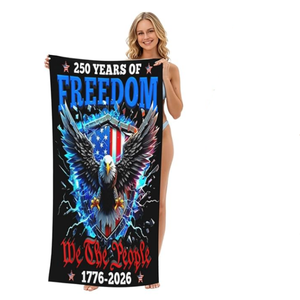 Serviette de plage en microfibre à forte absorption d'eau, motif drapeau américain imprimé, commémoration du 250e anniversaire - Product Image 4